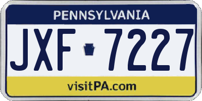 PA license plate JXF7227