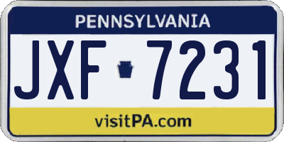PA license plate JXF7231