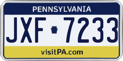 PA license plate JXF7233
