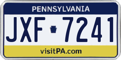 PA license plate JXF7241