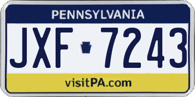 PA license plate JXF7243