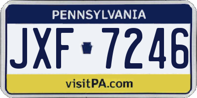 PA license plate JXF7246