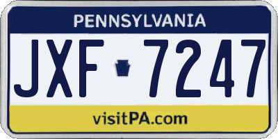 PA license plate JXF7247