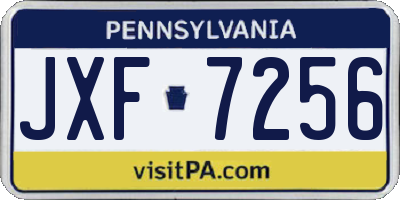 PA license plate JXF7256