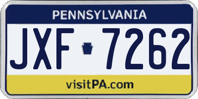 PA license plate JXF7262