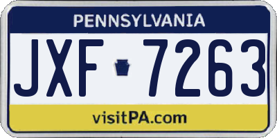 PA license plate JXF7263