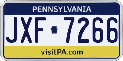 PA license plate JXF7266