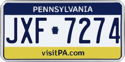 PA license plate JXF7274