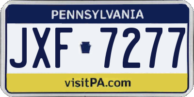 PA license plate JXF7277
