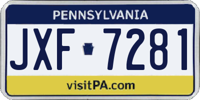 PA license plate JXF7281