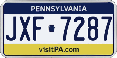 PA license plate JXF7287