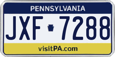 PA license plate JXF7288