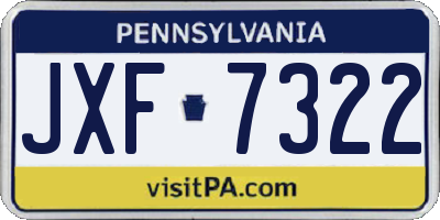 PA license plate JXF7322