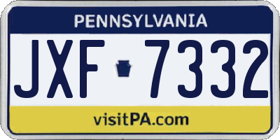 PA license plate JXF7332