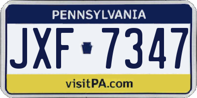 PA license plate JXF7347