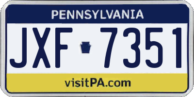 PA license plate JXF7351