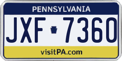 PA license plate JXF7360