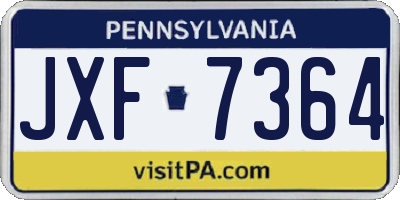 PA license plate JXF7364