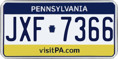 PA license plate JXF7366