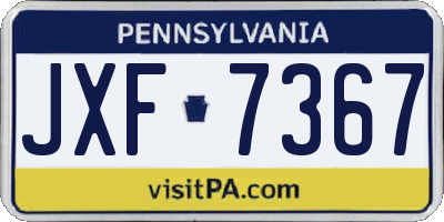 PA license plate JXF7367