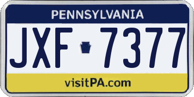 PA license plate JXF7377