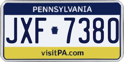 PA license plate JXF7380