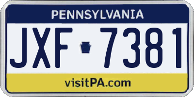 PA license plate JXF7381