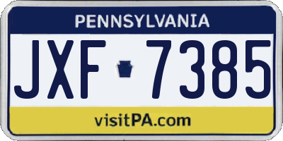 PA license plate JXF7385