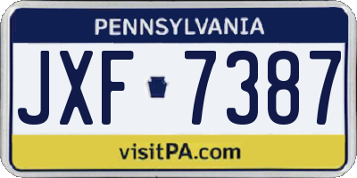 PA license plate JXF7387