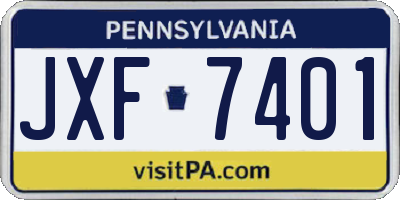 PA license plate JXF7401