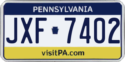 PA license plate JXF7402