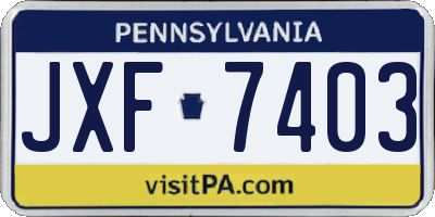 PA license plate JXF7403