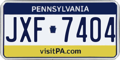 PA license plate JXF7404