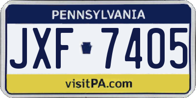 PA license plate JXF7405
