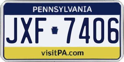 PA license plate JXF7406