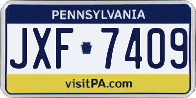PA license plate JXF7409