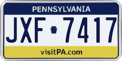 PA license plate JXF7417