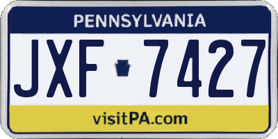 PA license plate JXF7427