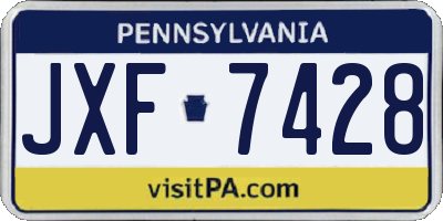 PA license plate JXF7428