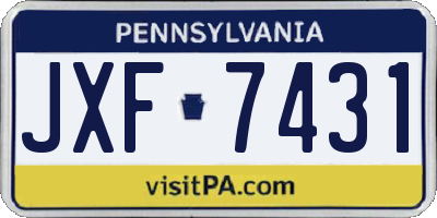 PA license plate JXF7431