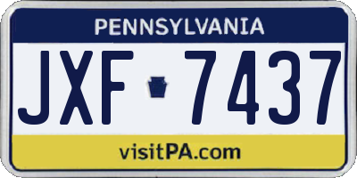 PA license plate JXF7437