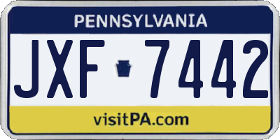 PA license plate JXF7442