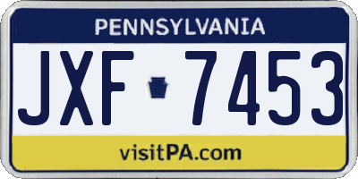 PA license plate JXF7453