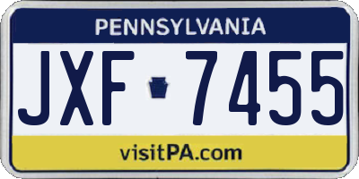 PA license plate JXF7455