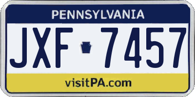 PA license plate JXF7457