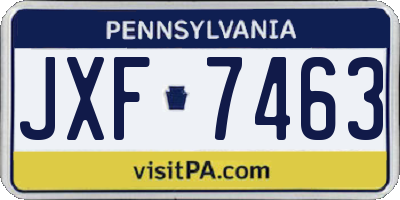 PA license plate JXF7463