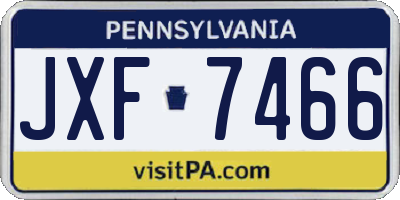 PA license plate JXF7466
