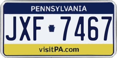 PA license plate JXF7467