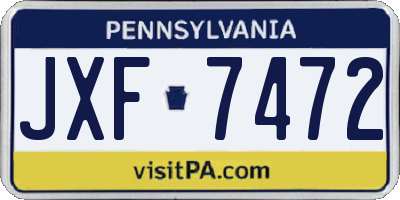 PA license plate JXF7472