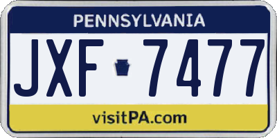 PA license plate JXF7477